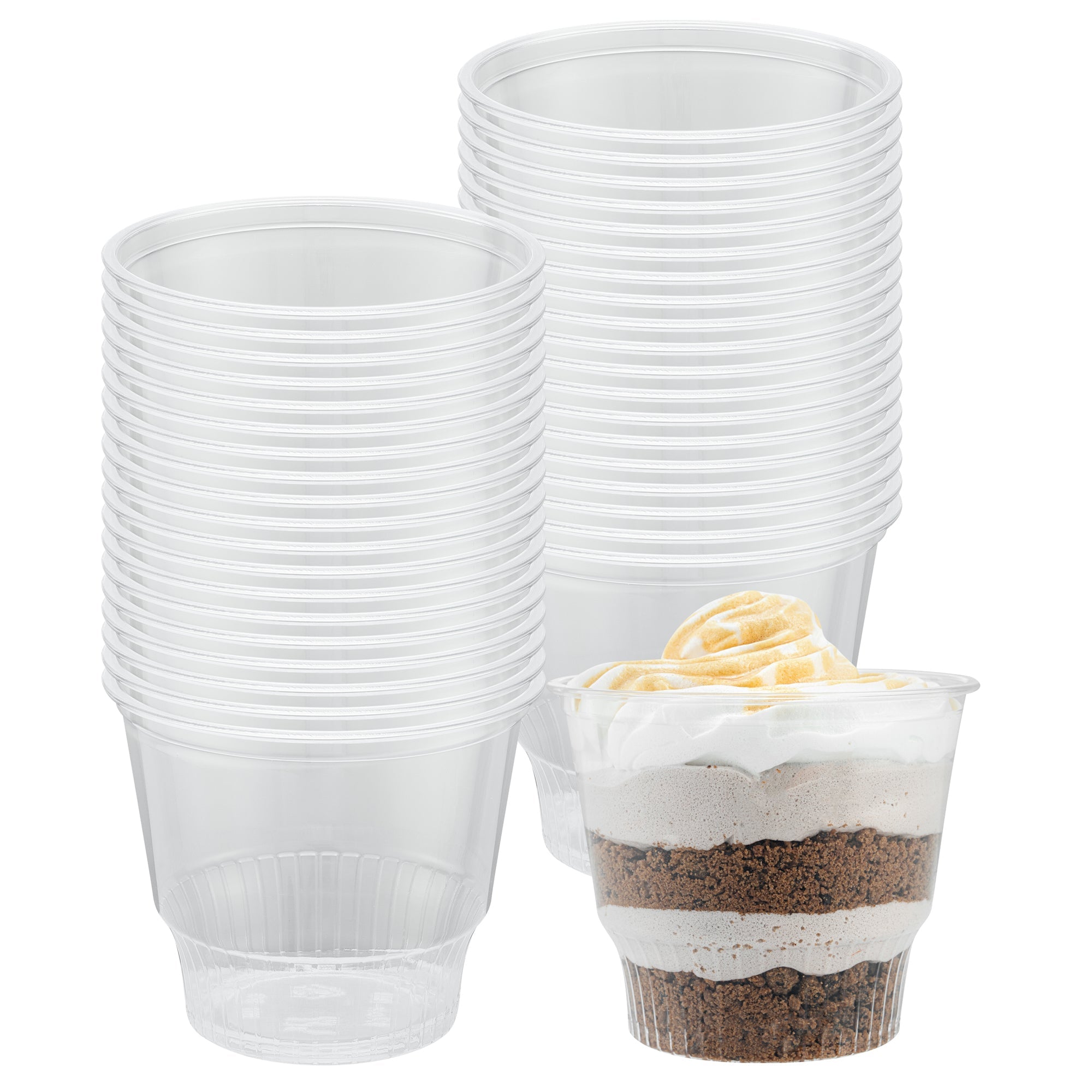 Chef 101 12 oz Round Clear Plastic Dessert Cup - 3 3/4" x 3 3/4" x 3 1/4" - 50 count box