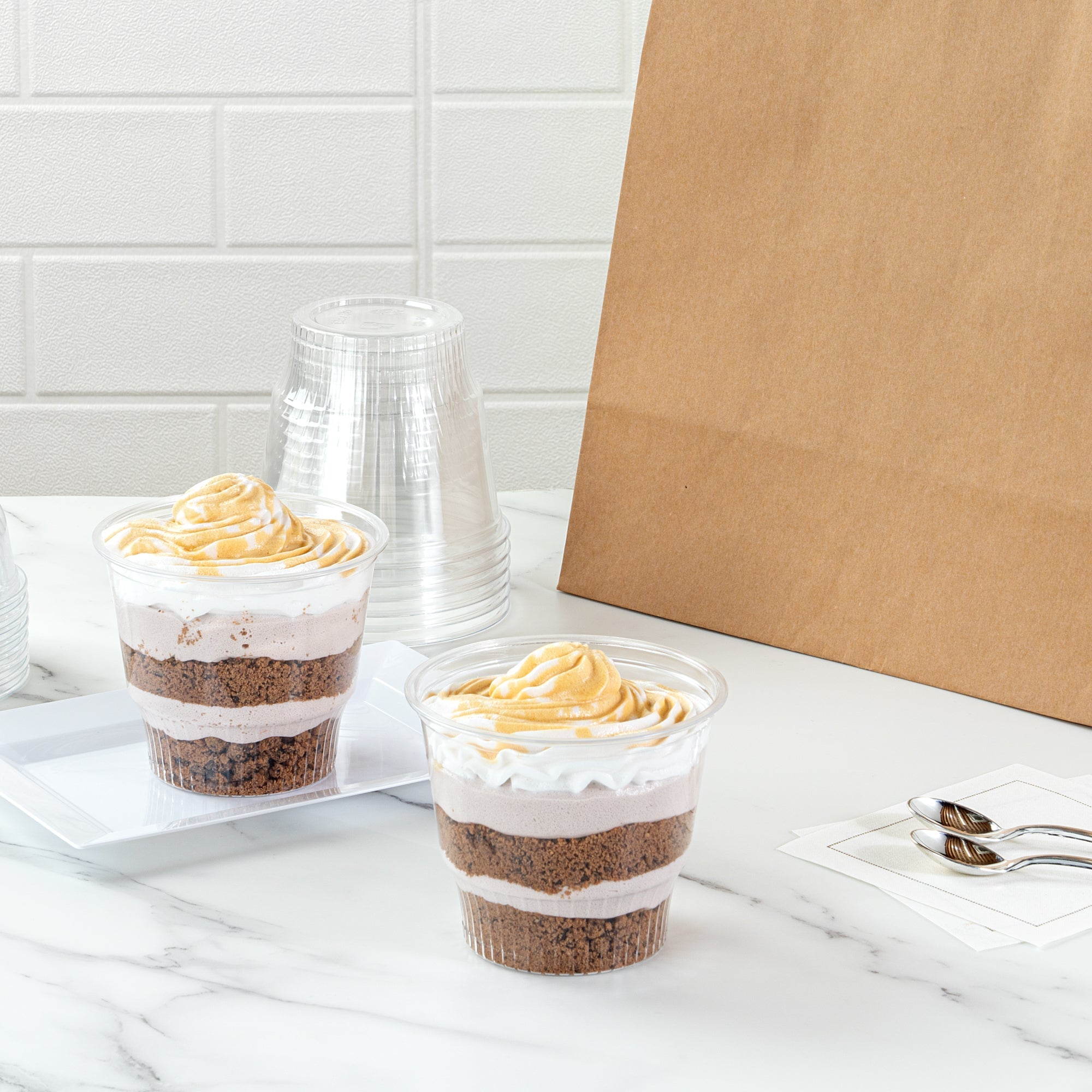 Chef 101 12 oz Round Clear Plastic Dessert Cup - 3 3/4" x 3 3/4" x 3 1/4" - 50 count box
