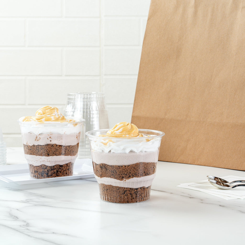 Chef 101 12 oz Round Clear Plastic Dessert Cup - 3 3/4" x 3 3/4" x 3 1/4" - 50 count box