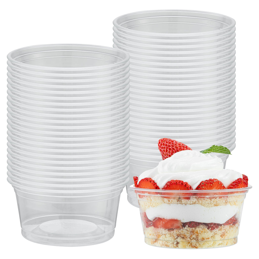Chef 101 6 oz Round Clear Plastic Dessert Cup - 3 3/4" x 3 3/4" x 1 3/4" - 50 count box