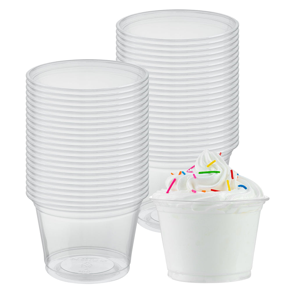 Chef 101 9 oz Round Clear Plastic Dessert Cup - 3 3/4" x 3 3/4" x 2 3/4" - 50 count box