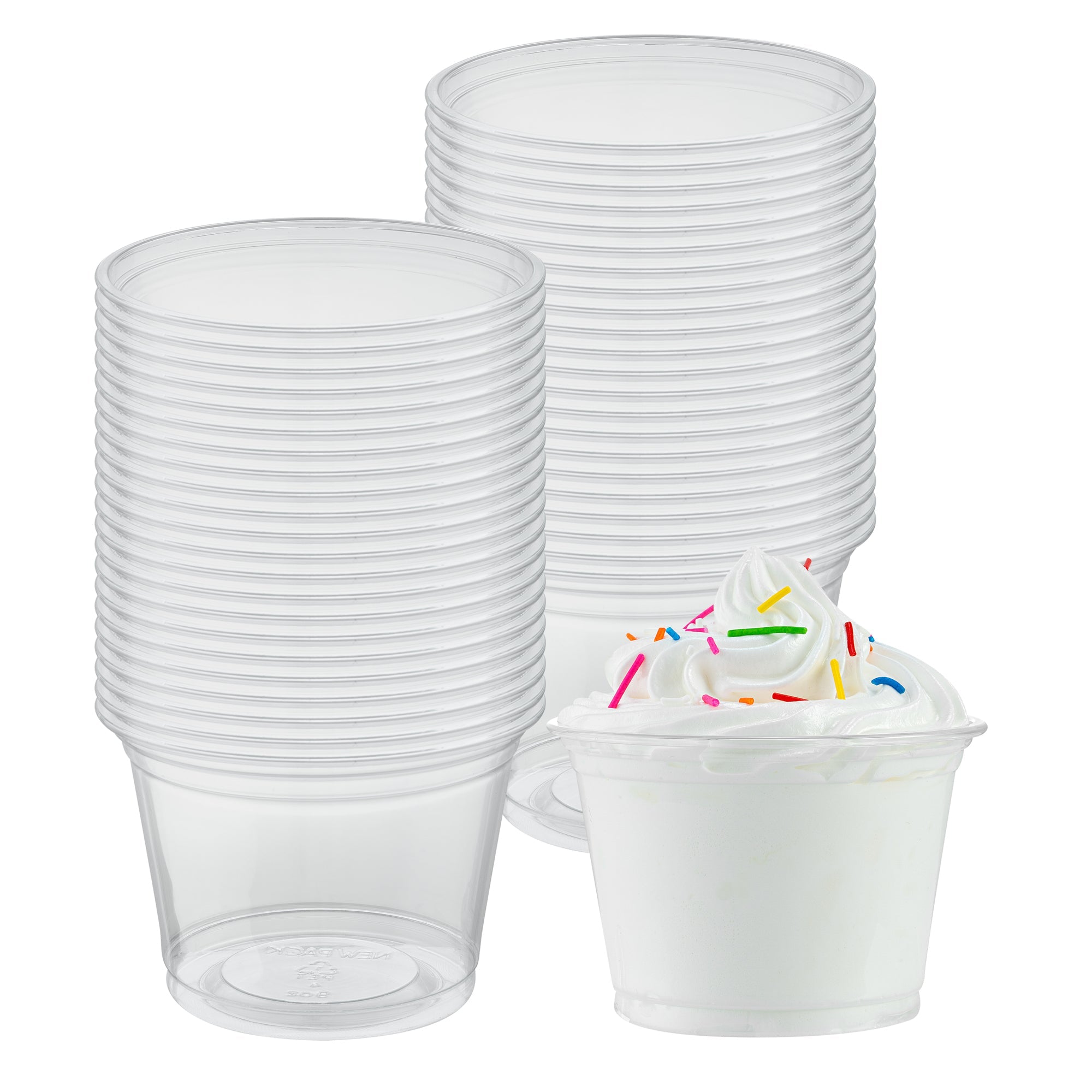 Chef 101 9 oz Round Clear Plastic Dessert Cup - 3 3/4" x 3 3/4" x 2 3/4" - 50 count box