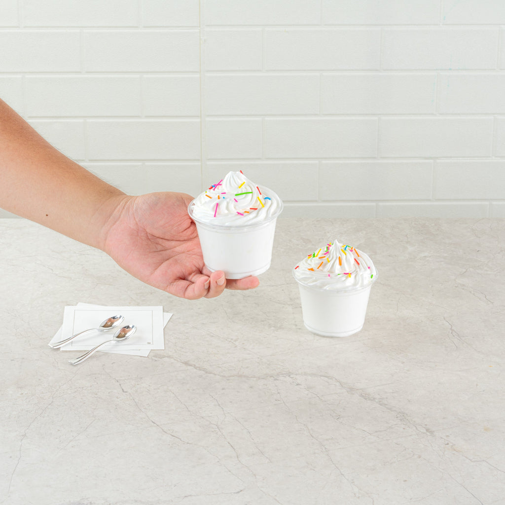 Chef 101 9 oz Round Clear Plastic Dessert Cup - 3 3/4" x 3 3/4" x 2 3/4" - 50 count box