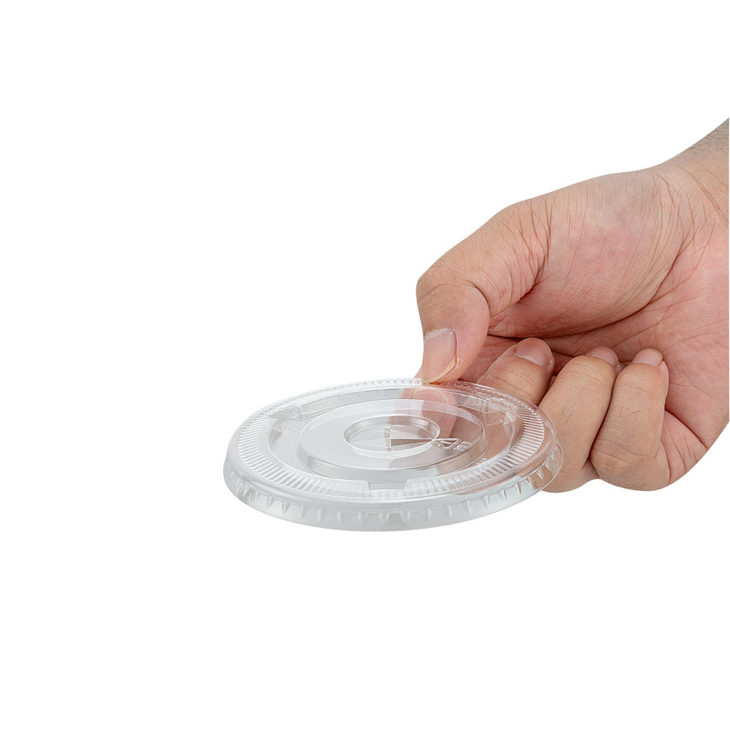 Chef 101 Round Clear Plastic Flat Lid - Fits Plastic Dessert Cup - 3 3/4" x 3 3/4" - 50 count box