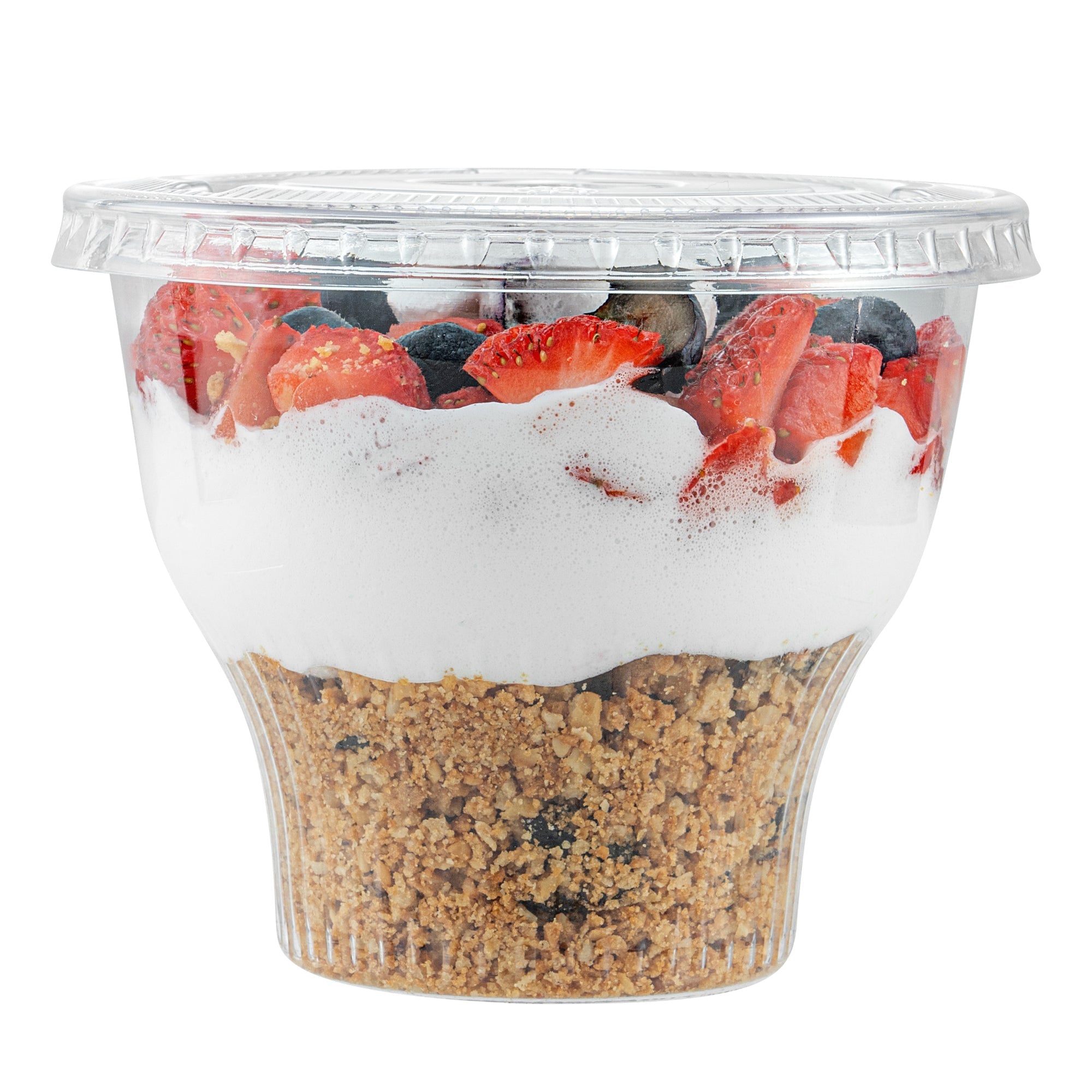 Chef 101 Round Clear Plastic Flat Lid - Fits Plastic Dessert Cup - 3 3/4" x 3 3/4" - 500 count box