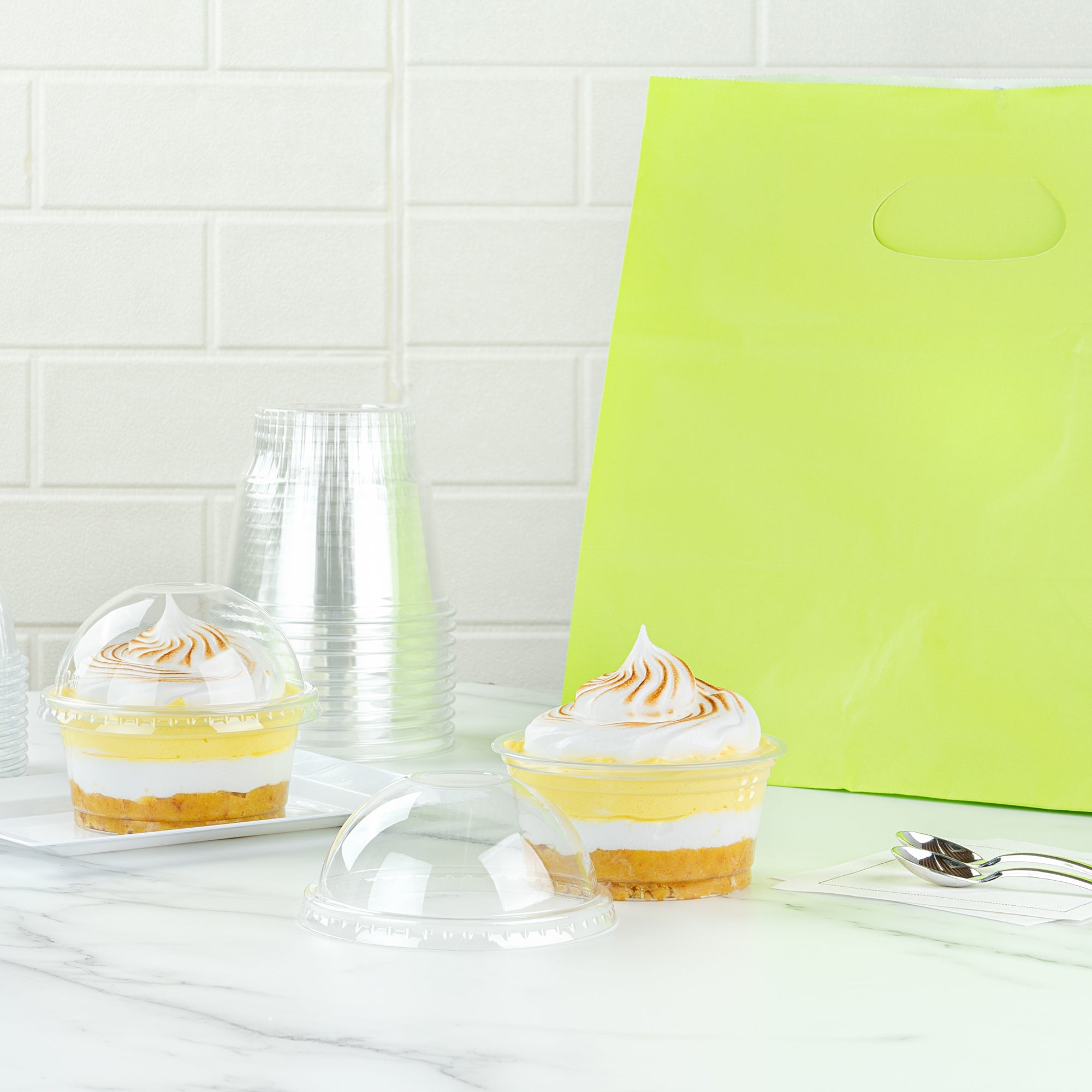 Chef 101 Round Clear Plastic Dome Lid - Fits Plastic Dessert Cup - 3 3/4" x 3 3/4" x 1 3/4" - 500 count box