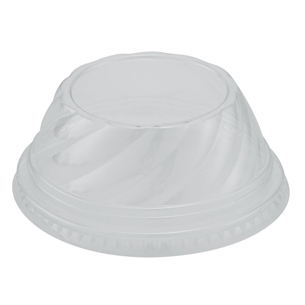 Chef 101 Round Clear Plastic Low Dome Lid - Fits Plastic Dessert Cup - 3 3/4" x 3 3/4" x 1 1/2" - 50 count box