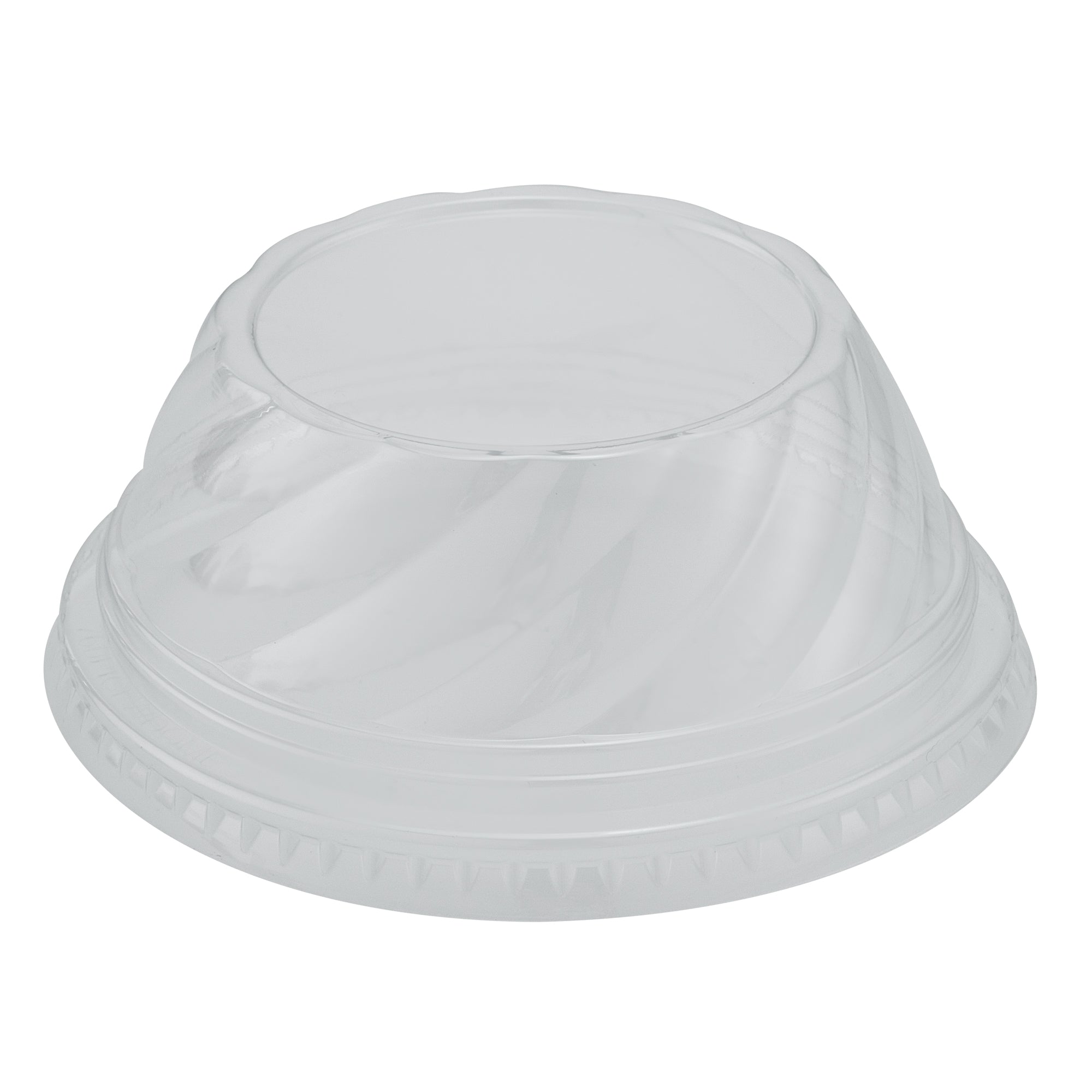Chef 101 Round Clear Plastic Low Dome Lid - Fits Plastic Dessert Cup - 3 3/4" x 3 3/4" x 1 1/2" - 50 count box