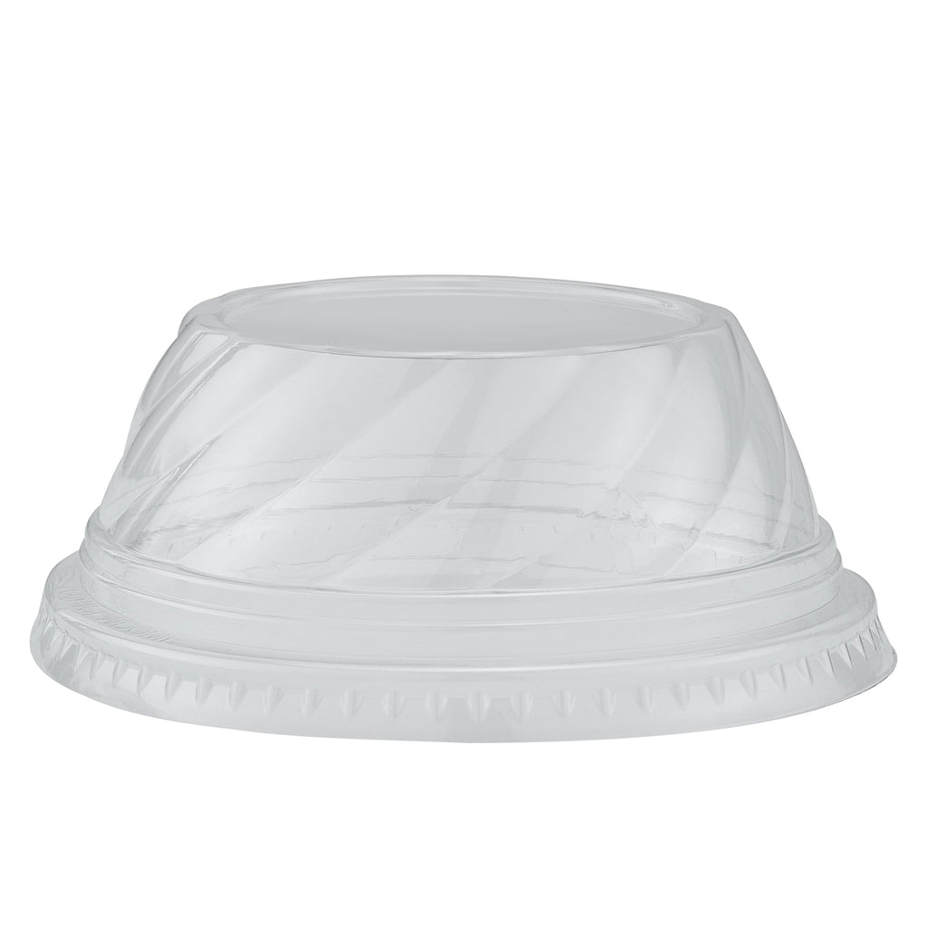 Chef 101 Round Clear Plastic Low Dome Lid - Fits Plastic Dessert Cup - 3 3/4" x 3 3/4" x 1 1/2" - 50 count box