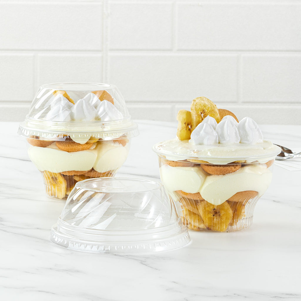 Chef 101 Round Clear Plastic Low Dome Lid - Fits Plastic Dessert Cup - 3 3/4" x 3 3/4" x 1 1/2" - 500 count box