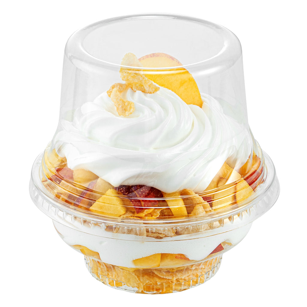 Chef 101 Round Clear Plastic Tall Dome Lid - Fits Plastic Dessert Cup - 3 3/4" x 3 3/4" x 2 1/2" - 500 count box