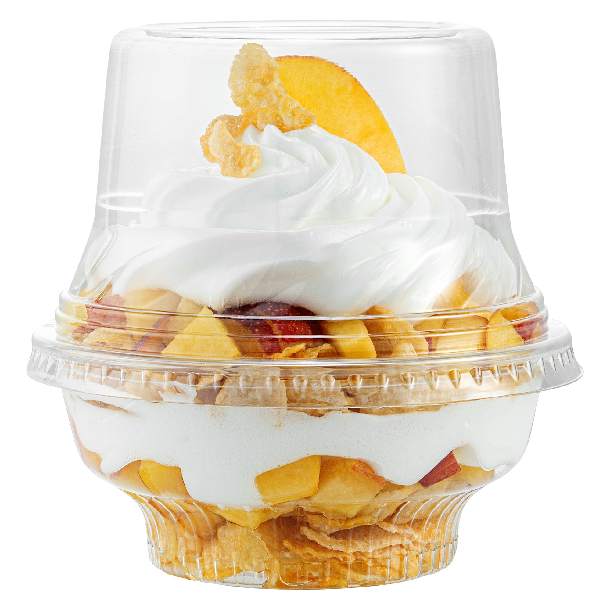 Chef 101 Round Clear Plastic Tall Dome Lid - Fits Plastic Dessert Cup - 3 3/4" x 3 3/4" x 2 1/2" - 500 count box