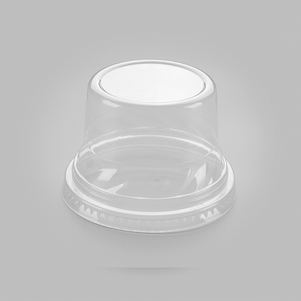 Chef 101 Round Clear Plastic Tall Dome Lid - Fits Plastic Dessert Cup - 3 3/4" x 3 3/4" x 2 1/2" - 500 count box