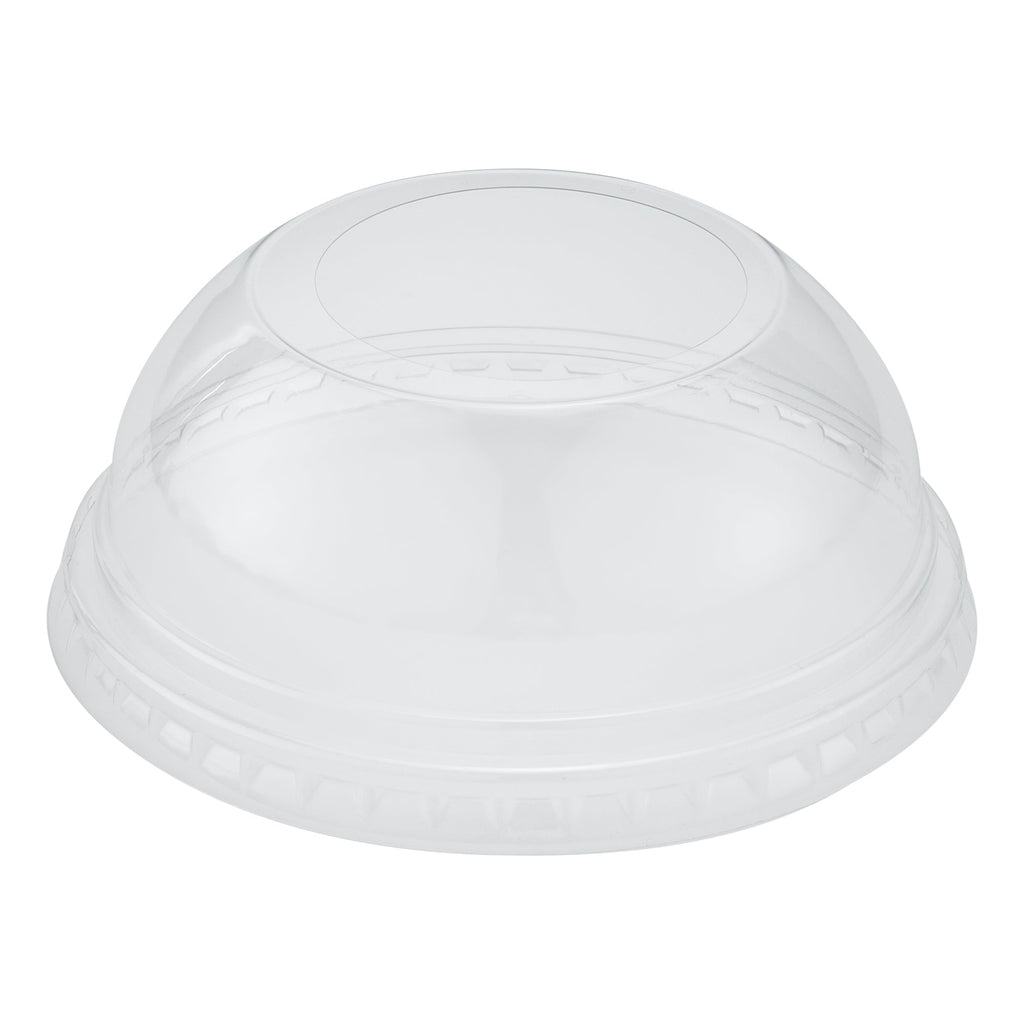 Chef 101 Round Clear Plastic Dome Lid - Fits Plastic Dessert Cup, with Hole - 3 3/4" x 3 3/4" x 1 1/2" - 50 count box