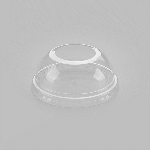 Chef 101 Round Clear Plastic Dome Lid - Fits Plastic Dessert Cup, with Hole - 3 3/4" x 3 3/4" x 1 1/2" - 50 count box