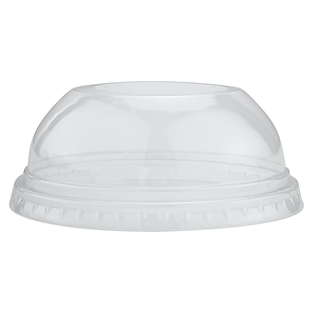 Chef 101 Round Clear Plastic Dome Lid - Fits Plastic Dessert Cup, with Hole - 3 3/4" x 3 3/4" x 1 1/2" - 50 count box