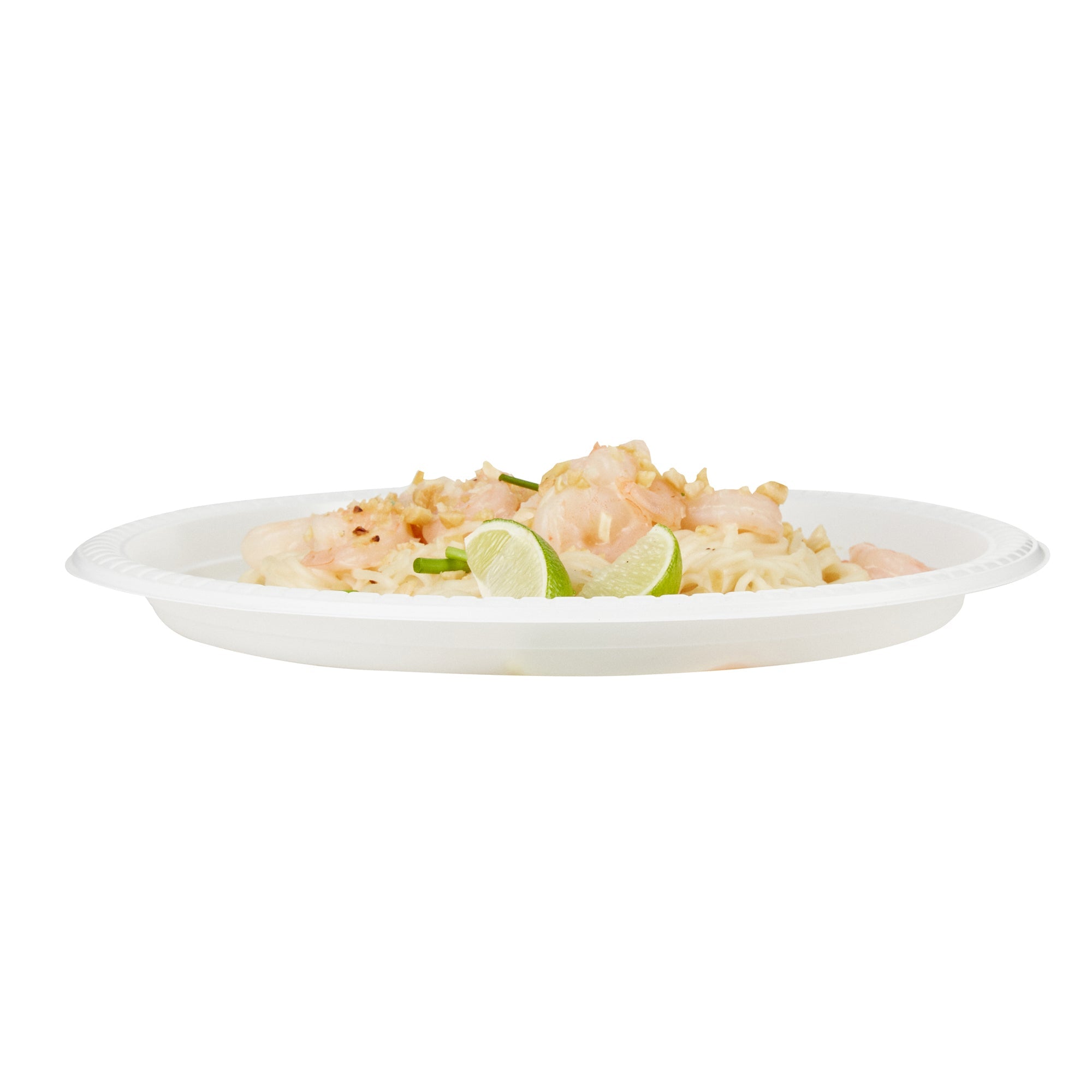 Chef 101 Round White Plastic Plate - Microwavable - 10 1/4" x 10 1/4" x 3/4" - 50 count box