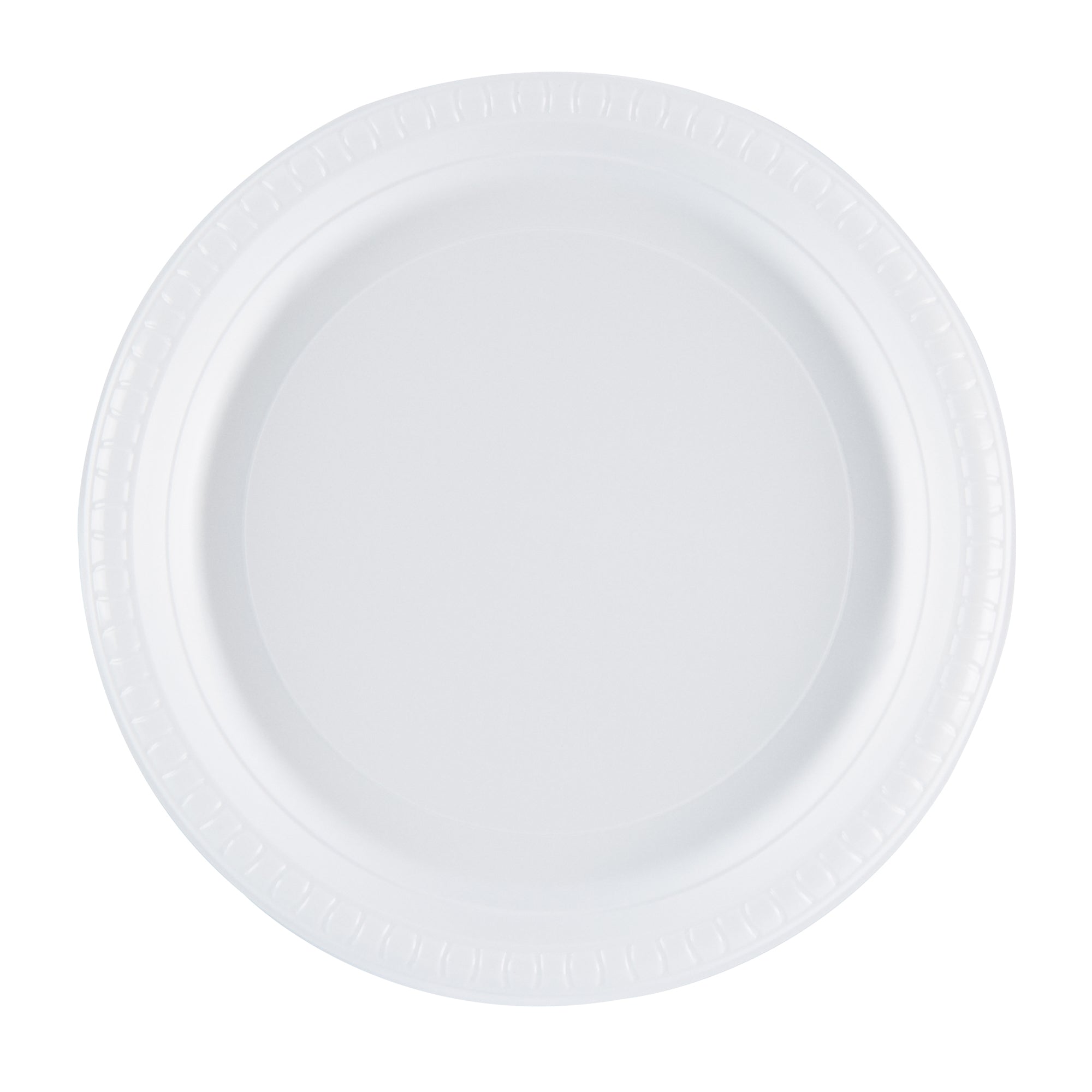 Chef 101 Round White Plastic Plate - Microwavable - 10 1/4" x 10 1/4" x 3/4" - 50 count box