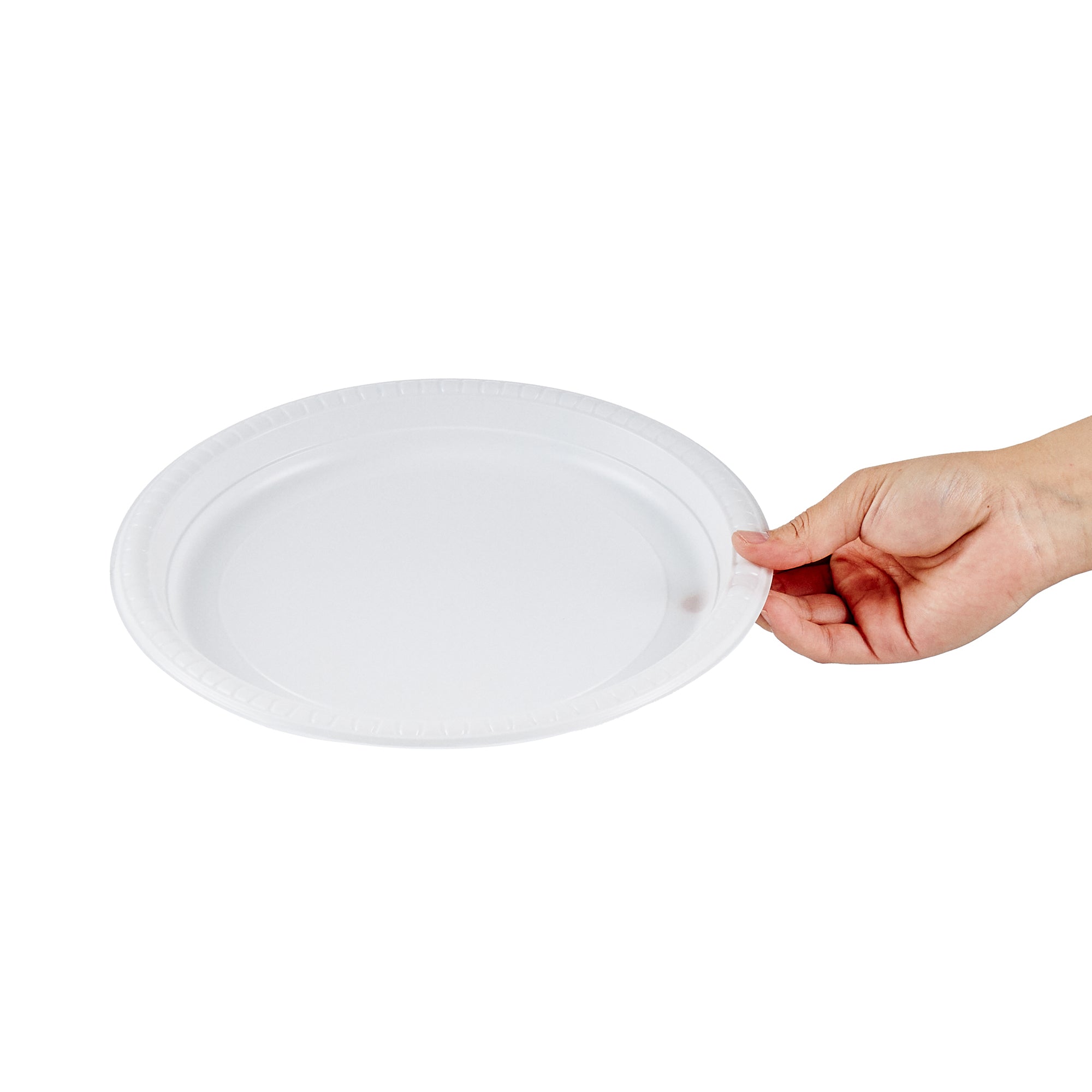Chef 101 Round White Plastic Plate - Microwavable - 10 1/4" x 10 1/4" x 3/4" - 100 count box