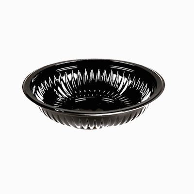 Chef 101 34 oz Round Black Plastic Bowl - Microwavable - 9" x 9" x 2" - 50 count box
