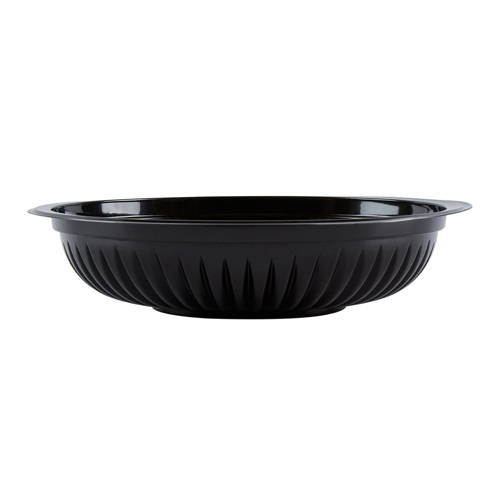 Chef 101 34 oz Round Black Plastic Bowl - Microwavable - 9" x 9" x 2" - 50 count box
