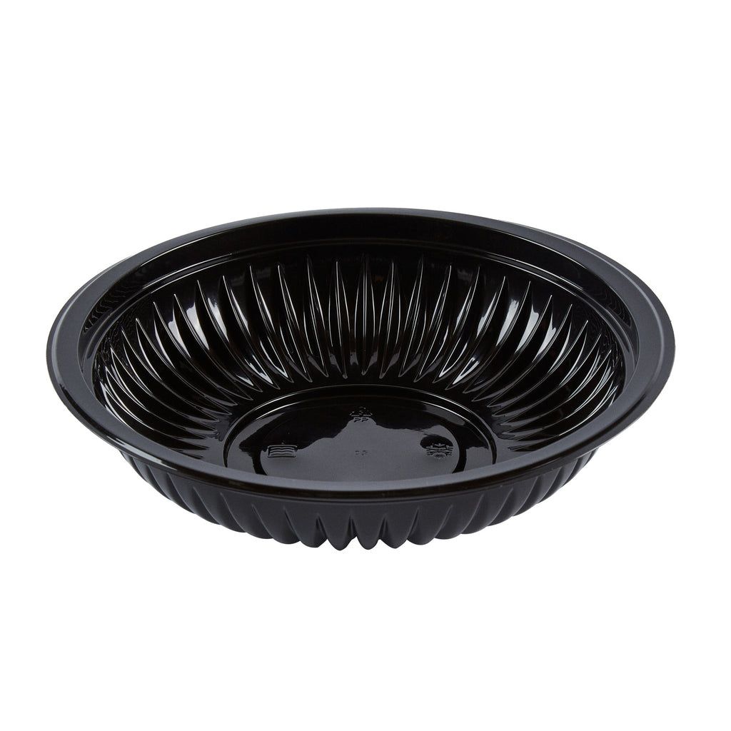 Chef 101 34 oz Round Black Plastic Bowl - Microwavable - 9" x 9" x 2" - 50 count box