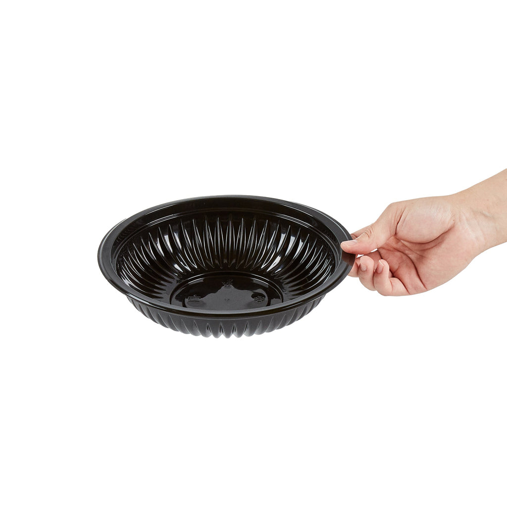 Chef 101 34 oz Round Black Plastic Bowl - Microwavable - 9" x 9" x 2" - 100 count box