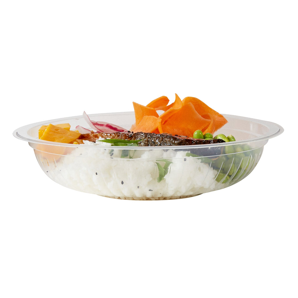Chef 101 34 oz Round Clear Plastic Bowl - Microwavable - 9" x 9" x 2" - 100 count box