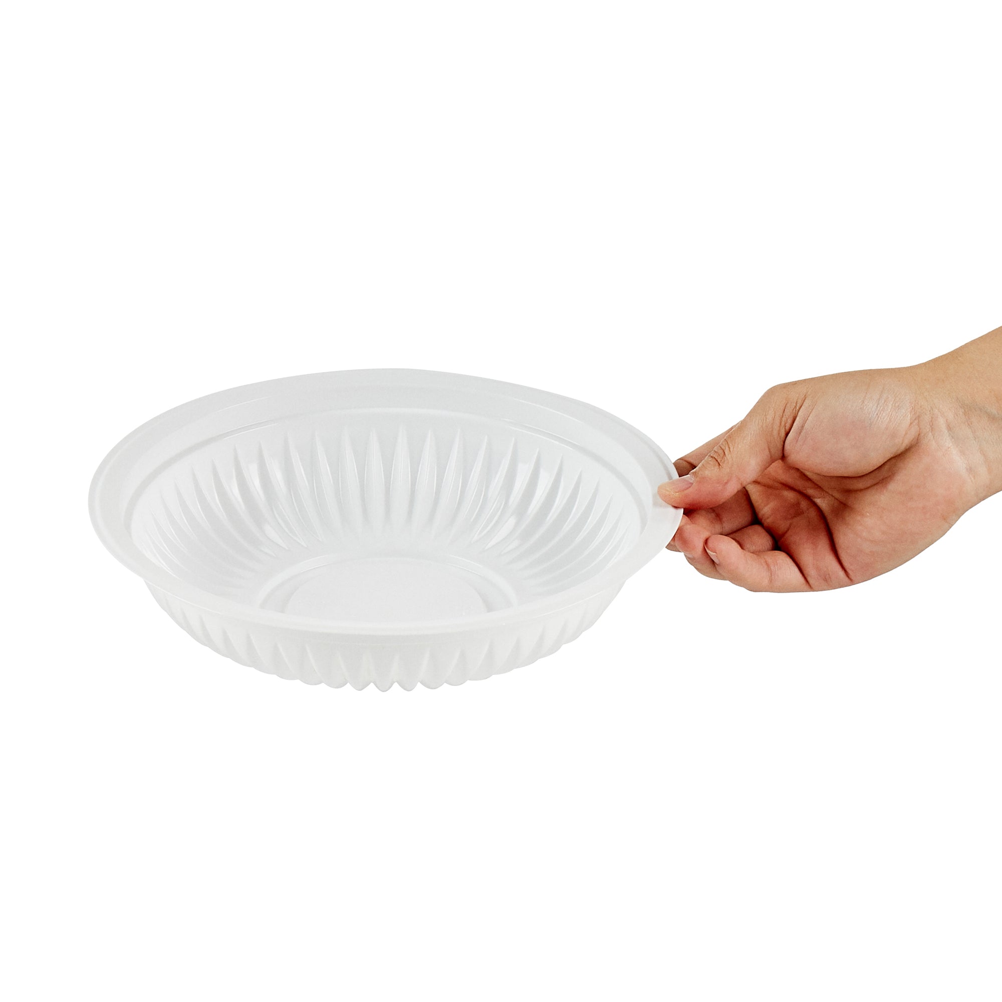 Chef 101 34 oz Round White Plastic Bowl - Microwavable - 9" x 9" x 2" - 50 count box