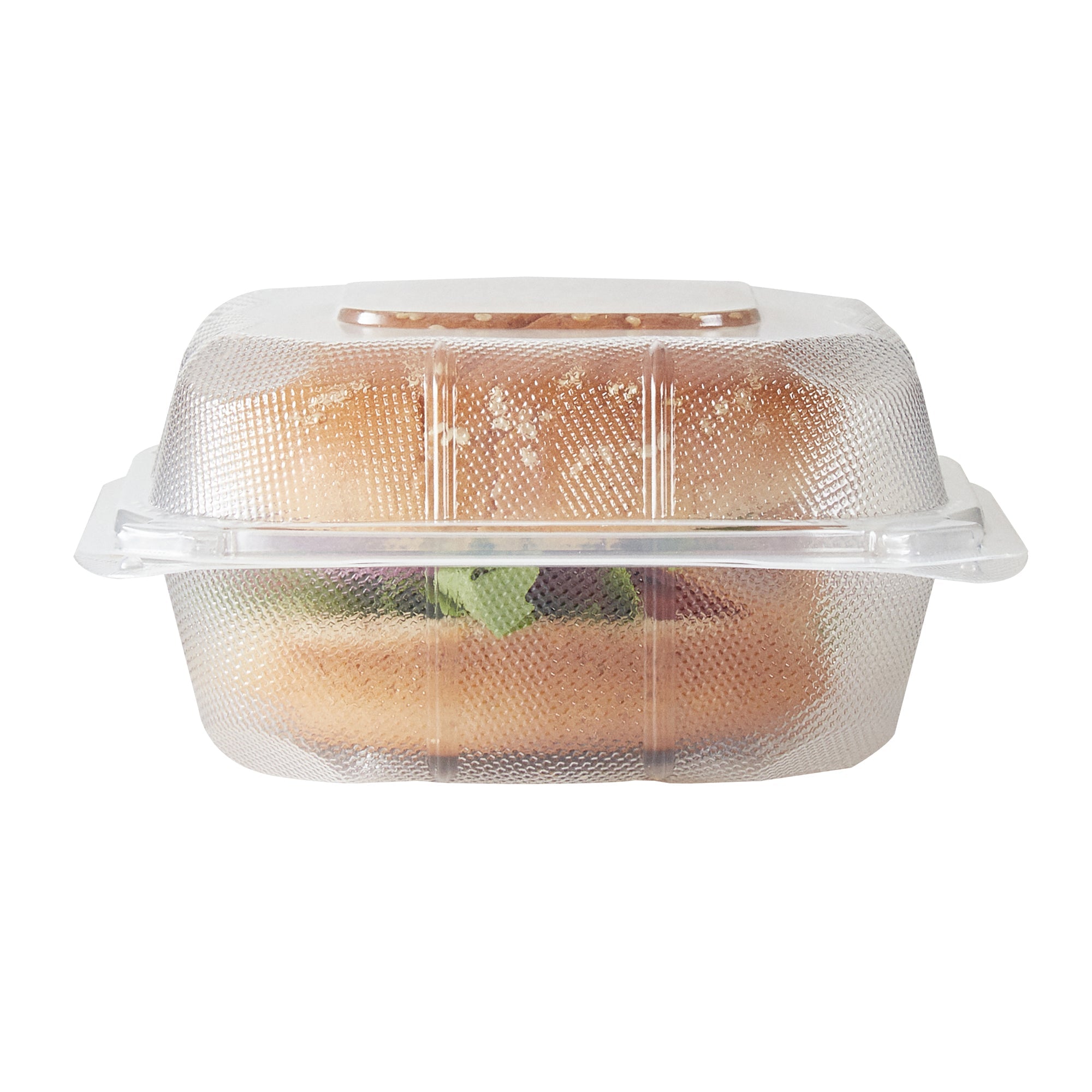 Chef 101 13 oz Square Clear Plastic Clamshell Container - Microwavable - 5 1/2" x 5 1/2" x 2 3/4" - 50 count box