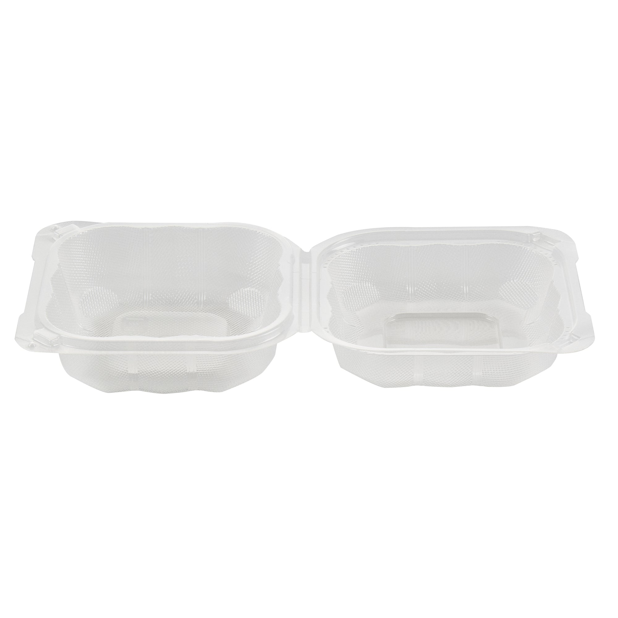 Chef 101 13 oz Square Clear Plastic Clamshell Container - Microwavable - 5 1/2" x 5 1/2" x 2 3/4" - 50 count box