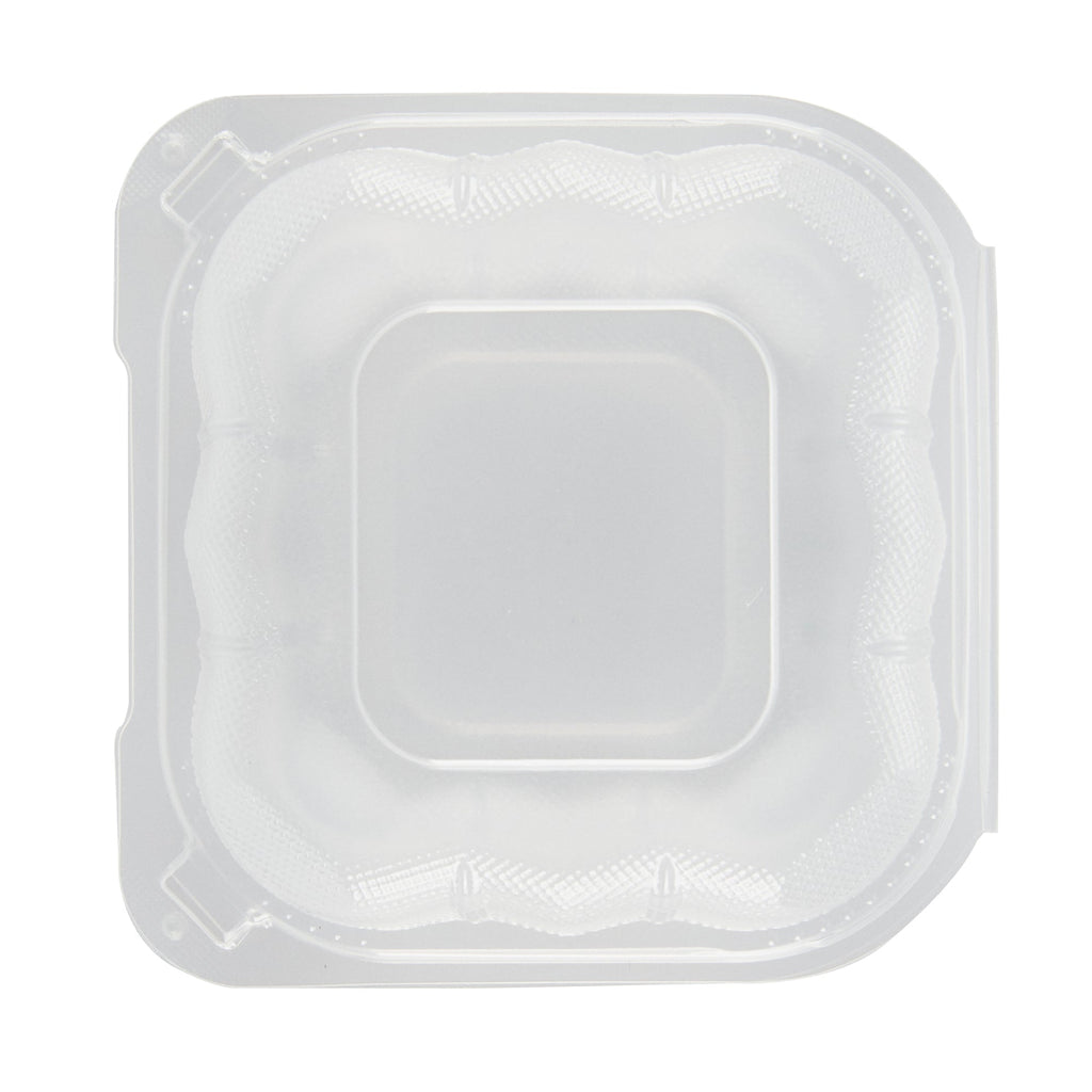 Chef 101 13 oz Square Clear Plastic Clamshell Container - Microwavable - 5 1/2" x 5 1/2" x 2 3/4" - 50 count box