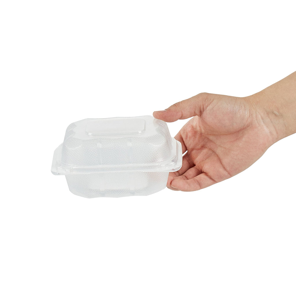 Chef 101 13 oz Square Clear Plastic Clamshell Container - Microwavable - 5 1/2" x 5 1/2" x 2 3/4" - 100 count box
