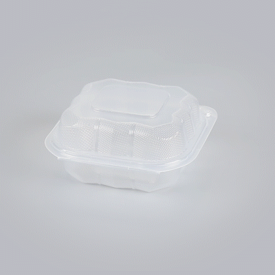 Chef 101 13 oz Square Clear Plastic Clamshell Container - Microwavable - 5 1/2" x 5 1/2" x 2 3/4" - 100 count box