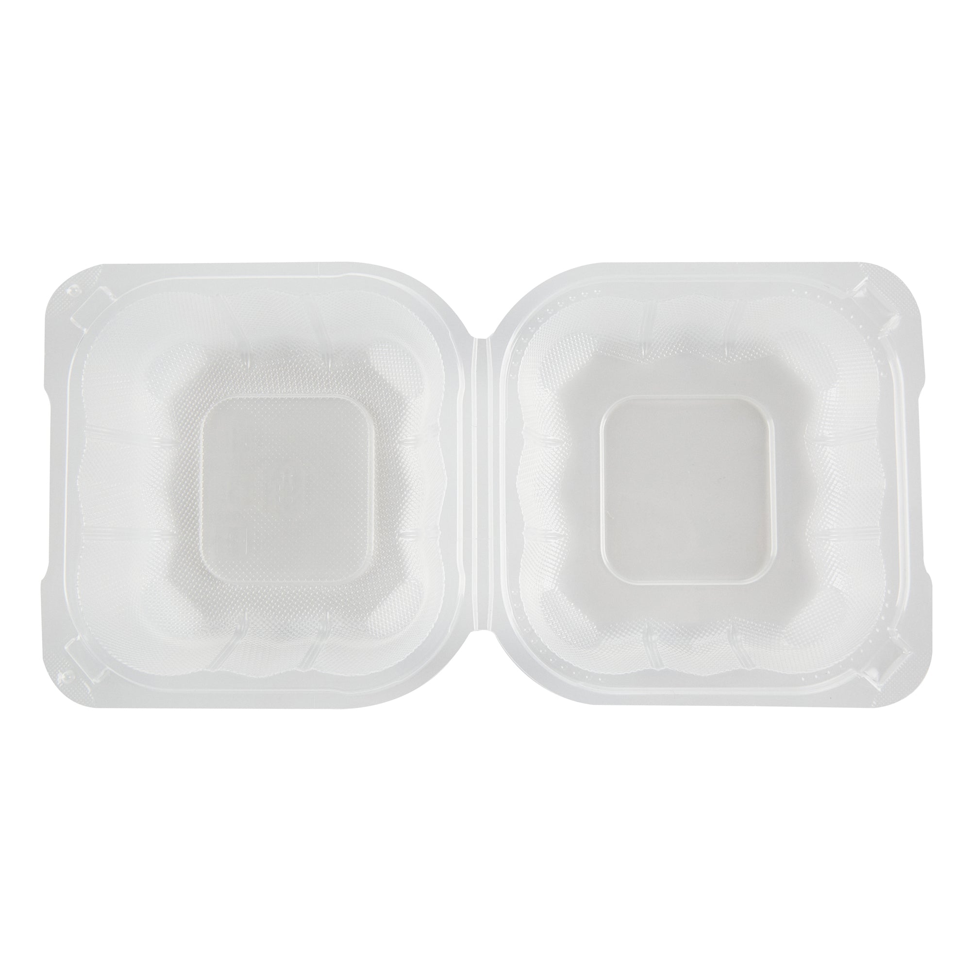 Chef 101 13 oz Square Clear Plastic Clamshell Container - Microwavable - 5 1/2" x 5 1/2" x 2 3/4" - 100 count box