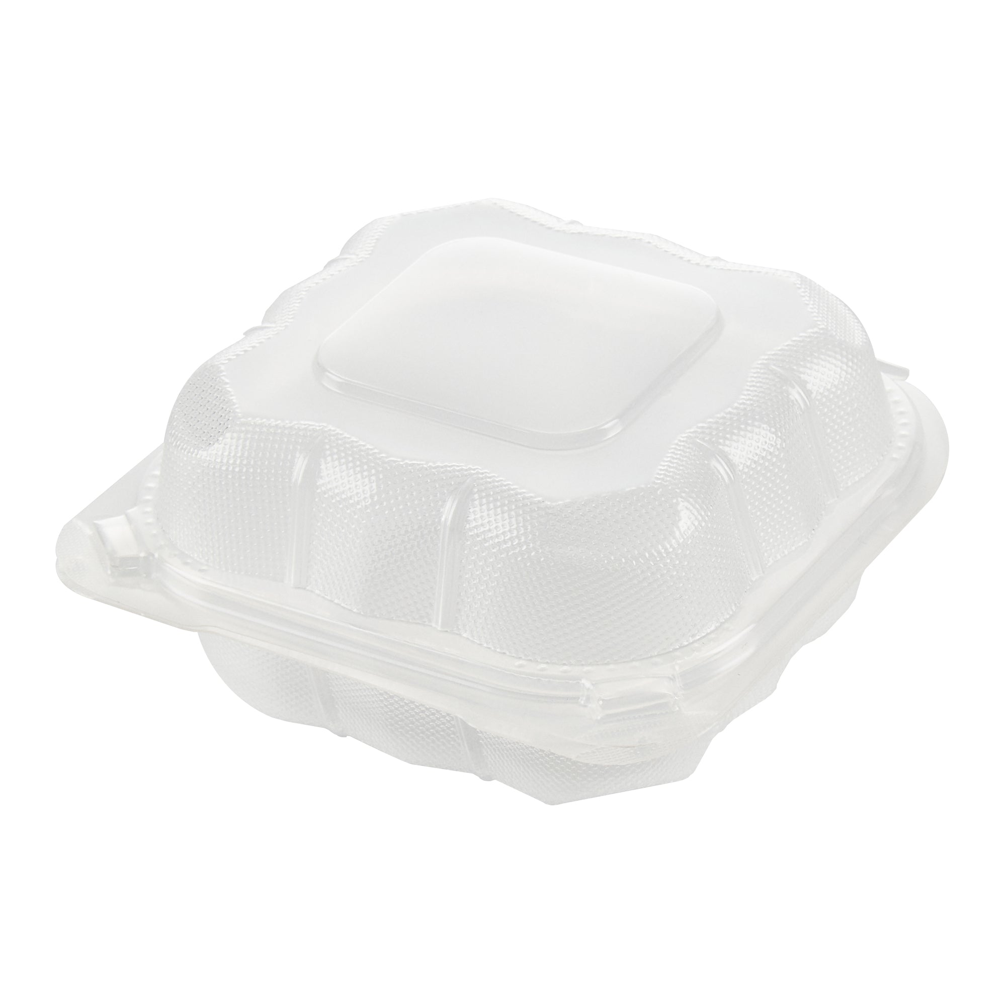 Chef 101 13 oz Square Clear Plastic Clamshell Container - Microwavable - 5 1/2" x 5 1/2" x 2 3/4" - 100 count box
