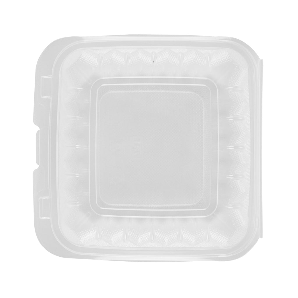 Chef 101 30 oz Square Clear Plastic Clamshell Container - Microwavable - 7 1/2" x 7 1/2" x 2 3/4" - 50 count box