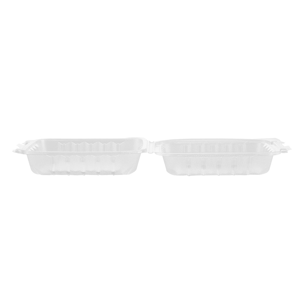 Chef 101 30 oz Square Clear Plastic Clamshell Container - Microwavable - 7 1/2" x 7 1/2" x 2 3/4" - 100 count box