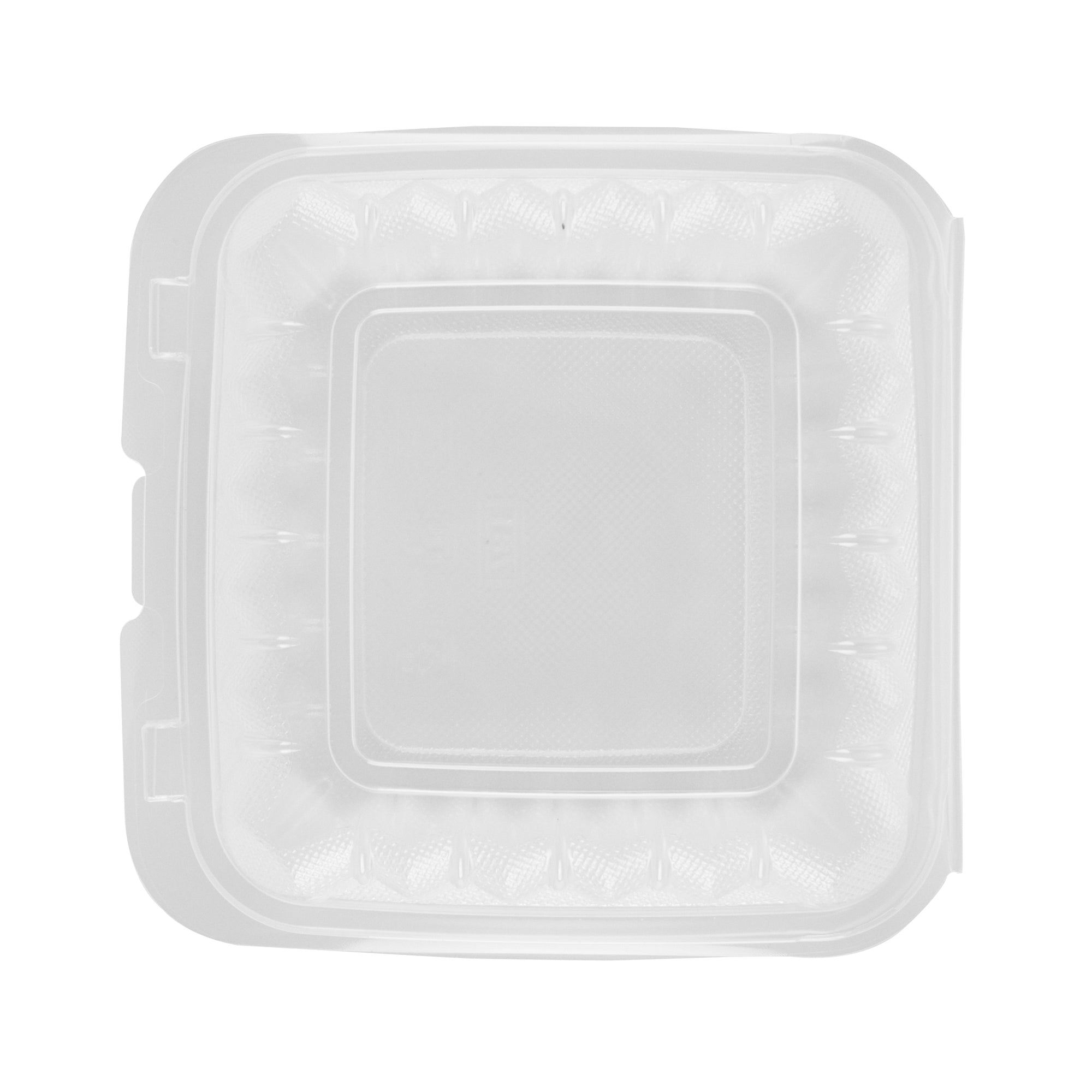 Chef 101 30 oz Square Clear Plastic Clamshell Container - Microwavable - 7 1/2" x 7 1/2" x 2 3/4" - 100 count box