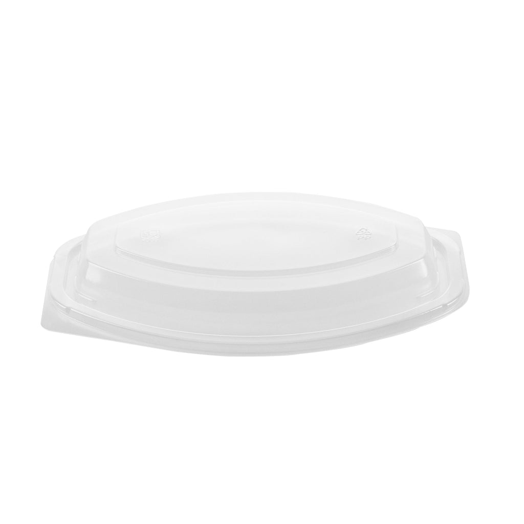 Chef 101 12 oz Oval Black Plastic Food Container - with Clear Lid, Microwavable - 8" x 5 1/2" x 2" - 100 count box
