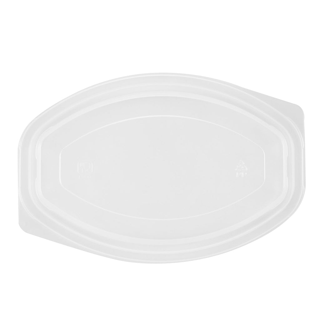 Chef 101 12 oz Oval Black Plastic Food Container - with Clear Lid, Microwavable - 8" x 5 1/2" x 2" - 100 count box