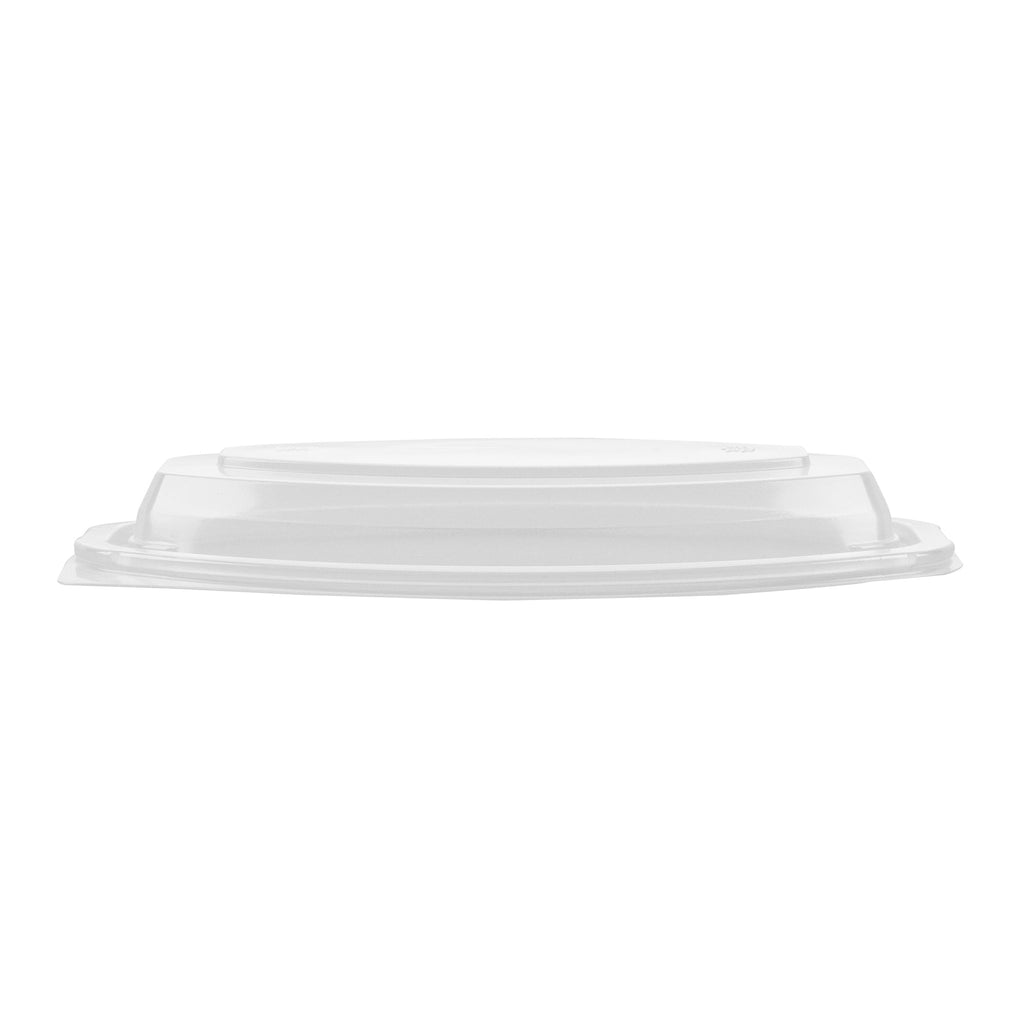 Chef 101 12 oz Oval Black Plastic Food Container - with Clear Lid, Microwavable - 8" x 5 1/2" x 2" - 100 count box