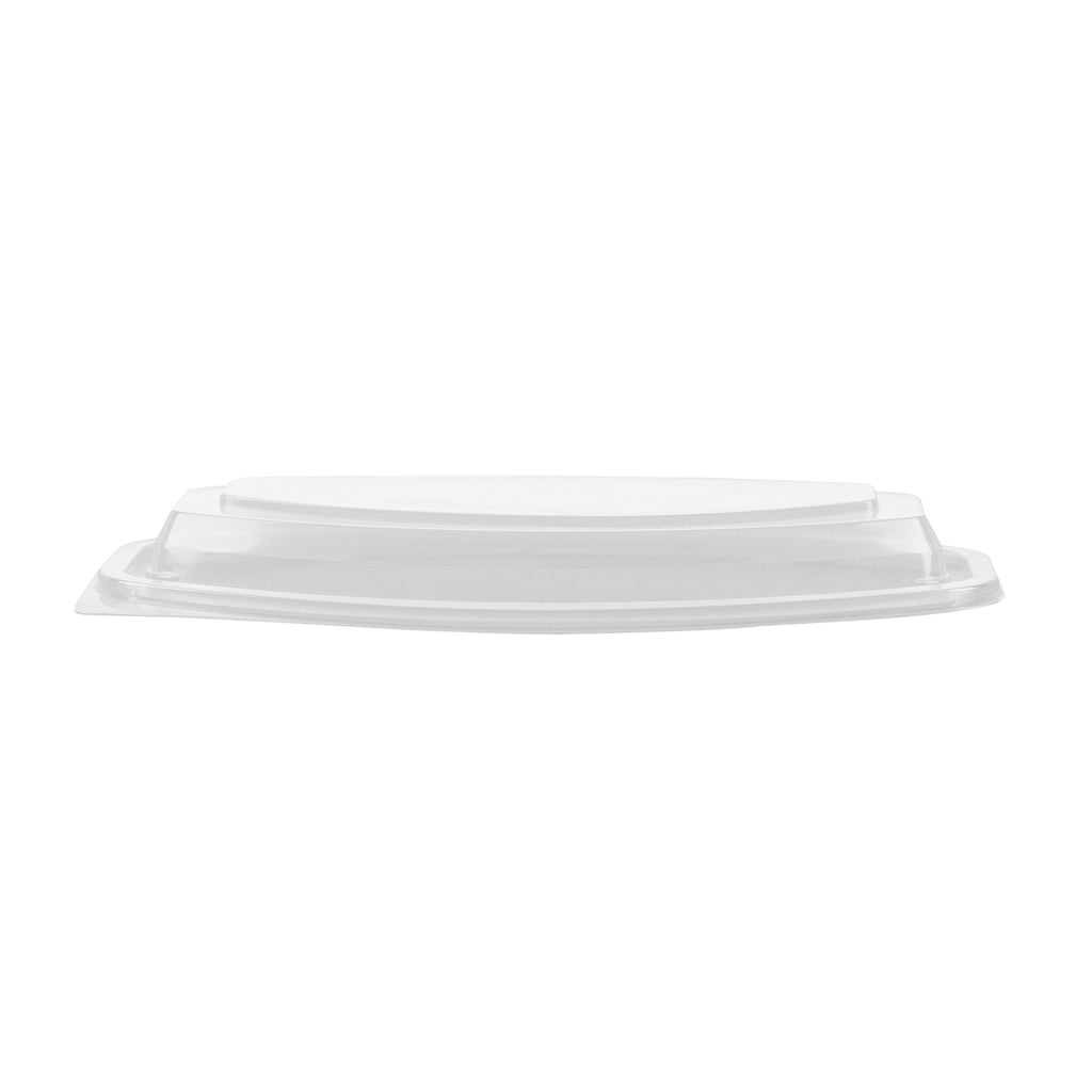 Chef 101 21 oz Oval Black Plastic Food Container - with Clear Lid, Microwavable - 9 1/4" x 5 3/4" x 2 1/4" - 100 count box