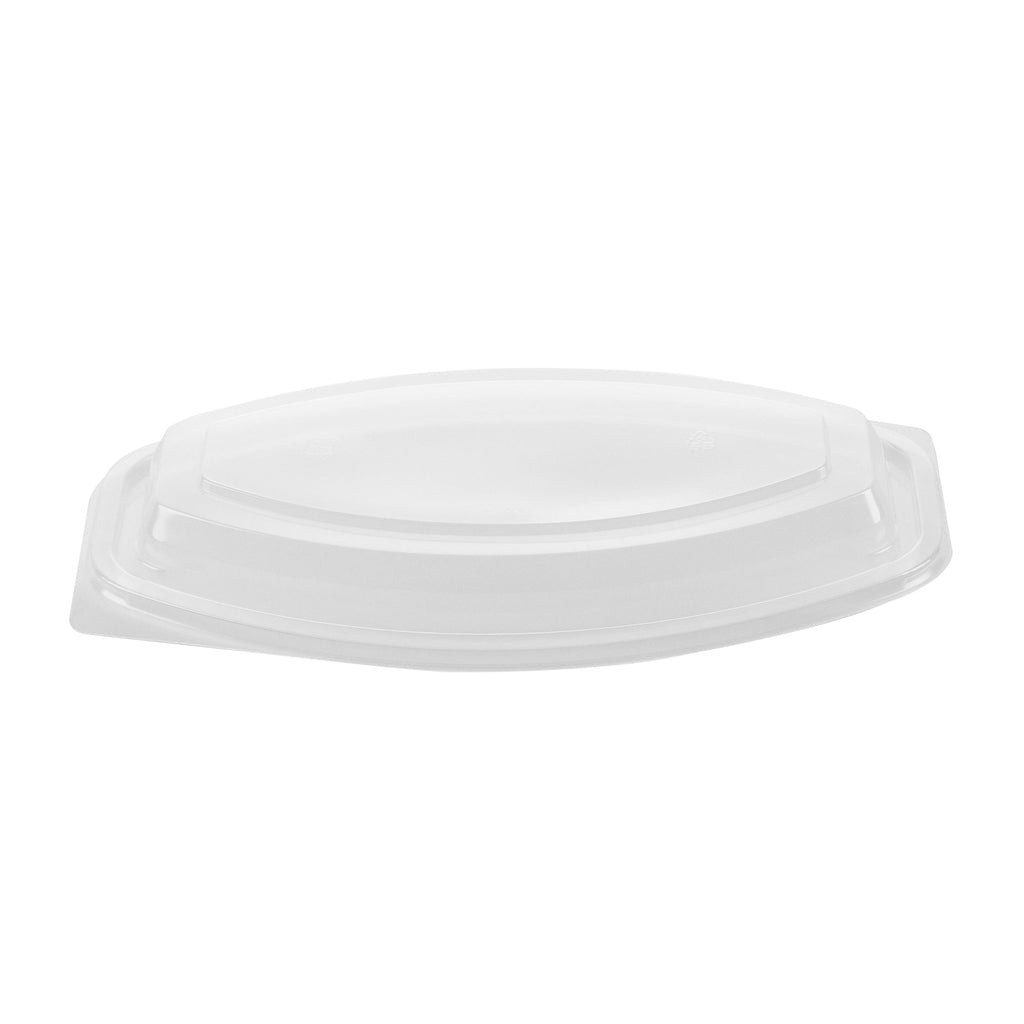 Chef 101 21 oz Oval Black Plastic Food Container - with Clear Lid, Microwavable - 9 1/4" x 5 3/4" x 2 1/4" - 100 count box