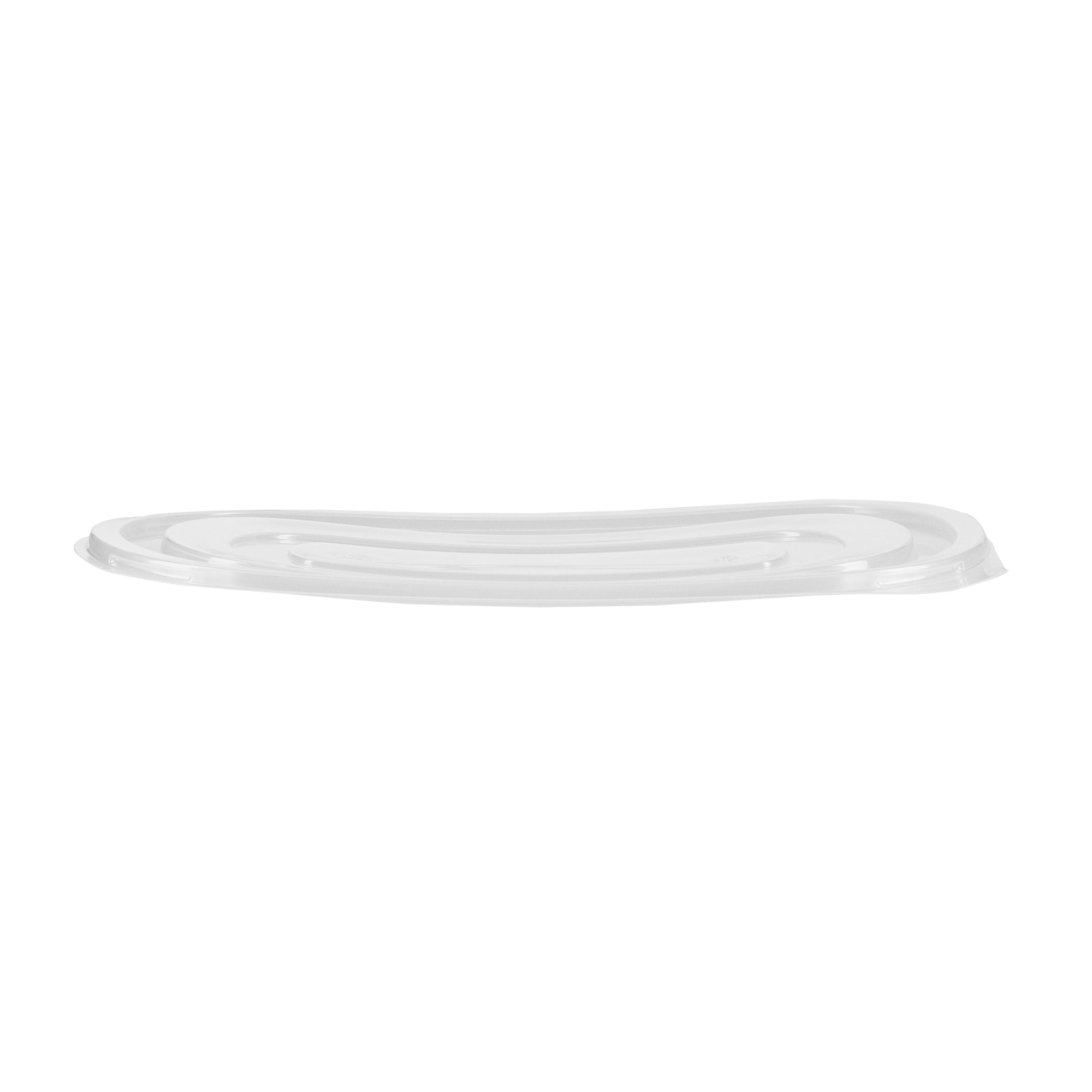 Chef 101 25 oz Oval Black Plastic Food Container - with Clear Flat Lid, Microwavable - 9 1/4" x 6" x 1 3/4" - 50 count box