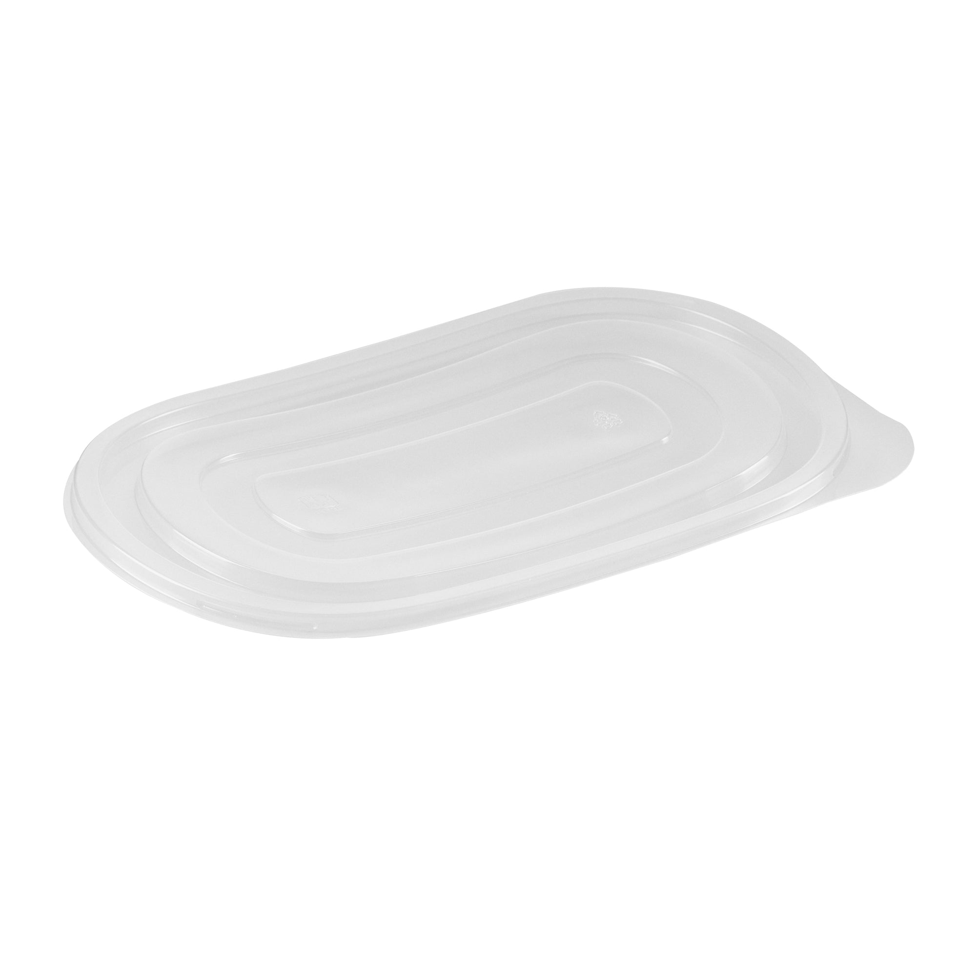 Chef 101 25 oz Oval Black Plastic Food Container - with Clear Flat Lid, Microwavable - 9 1/4" x 6" x 1 3/4" - 50 count box