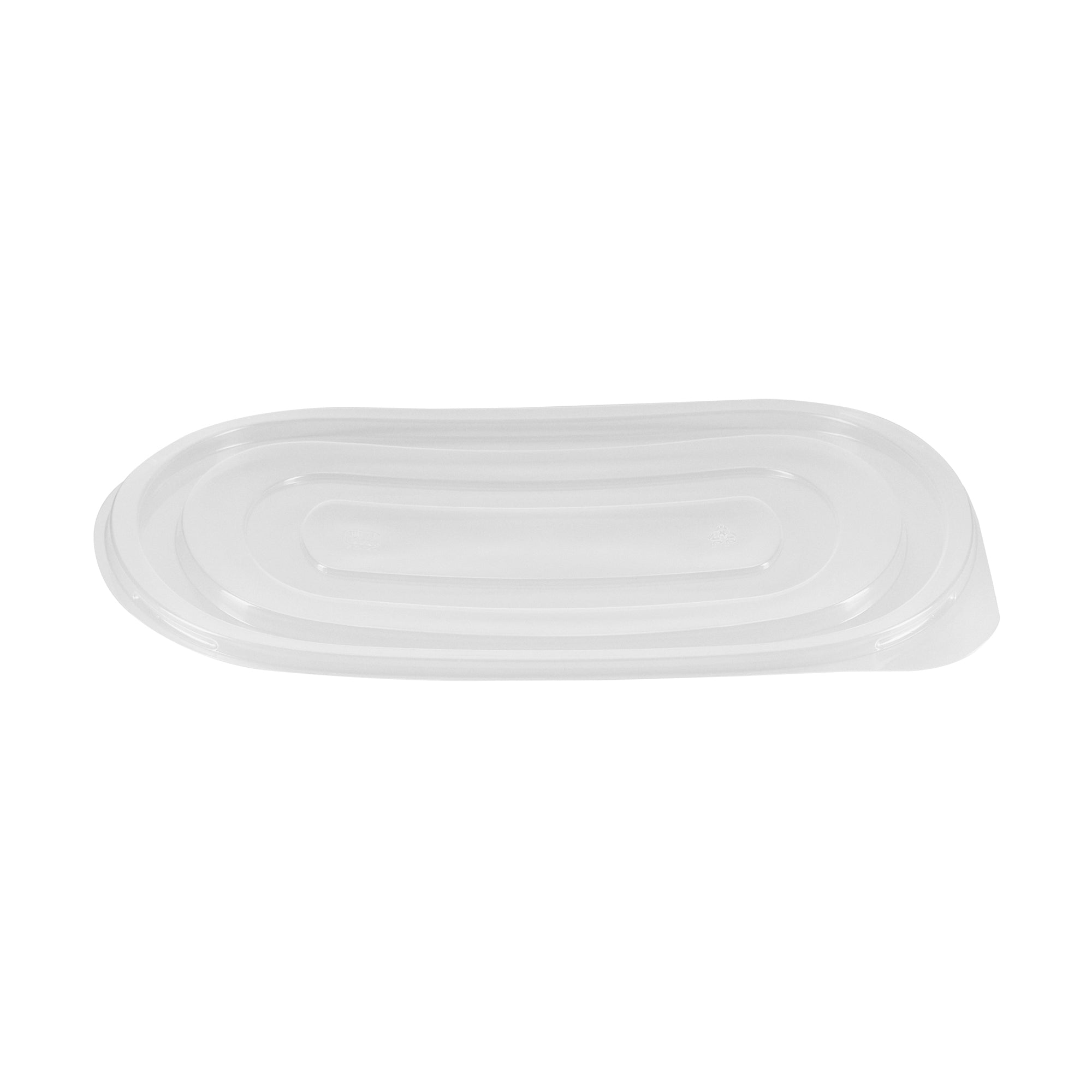 Chef 101 25 oz Oval Black Plastic Food Container - with Clear Flat Lid, Microwavable - 9 1/4" x 6" x 1 3/4" - 100 count box