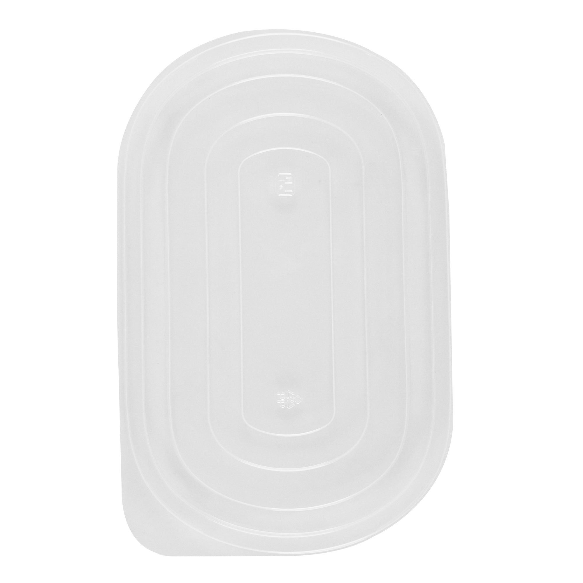 Chef 101 25 oz Oval Black Plastic Food Container - with Clear Flat Lid, Microwavable - 9 1/4" x 6" x 1 3/4" - 100 count box