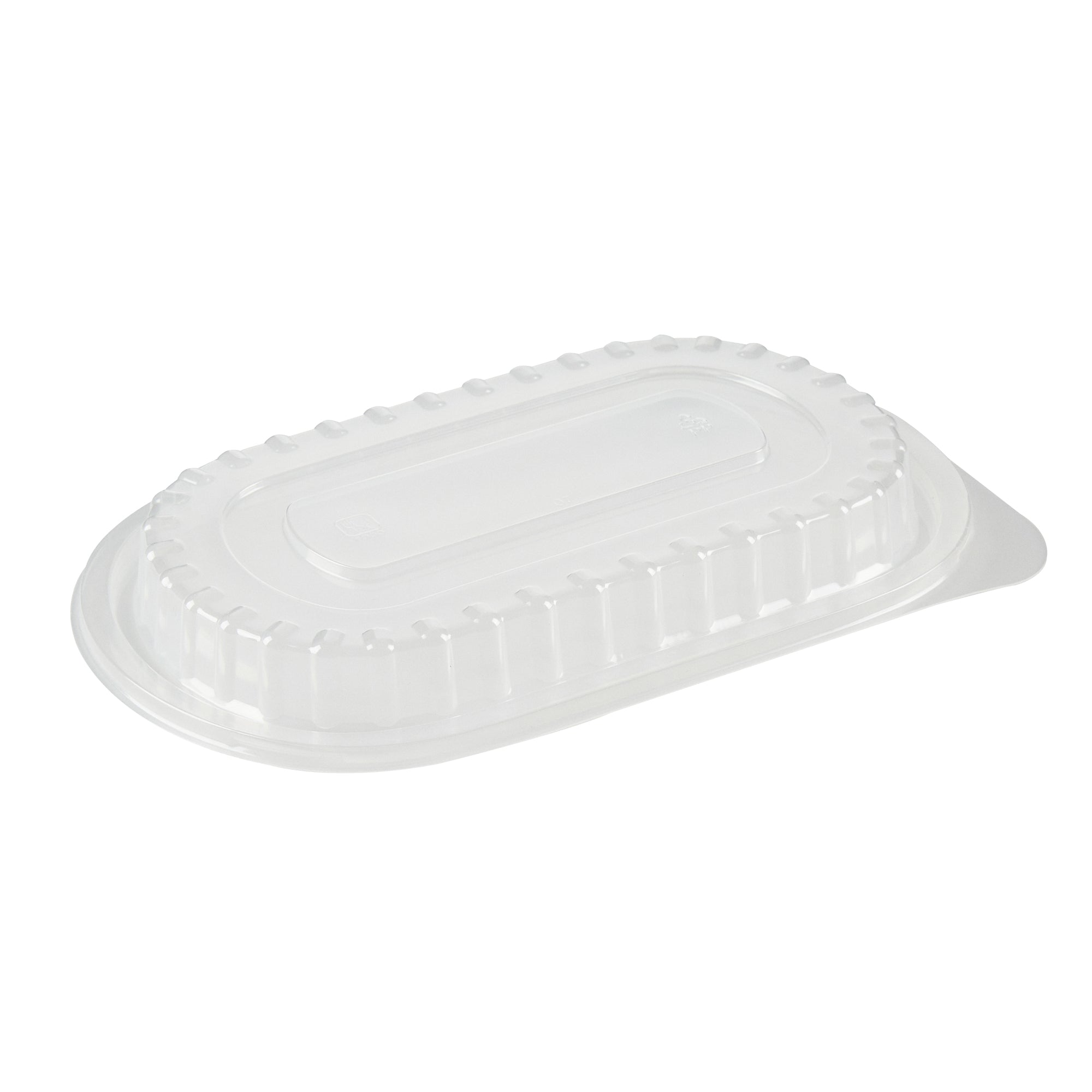 Chef 101 32 oz Oval Black Plastic Food Container - with Clear Dome Lid, Microwavable - 9 1/4" x 6" x 2 1/2" - 50 count box