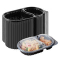 Chef 101 20 oz Oval Black Plastic Food Container - with Clear Dome Lid, Microwavable - 9 1/4" x 6" x 2 1/4" - 50 count box
